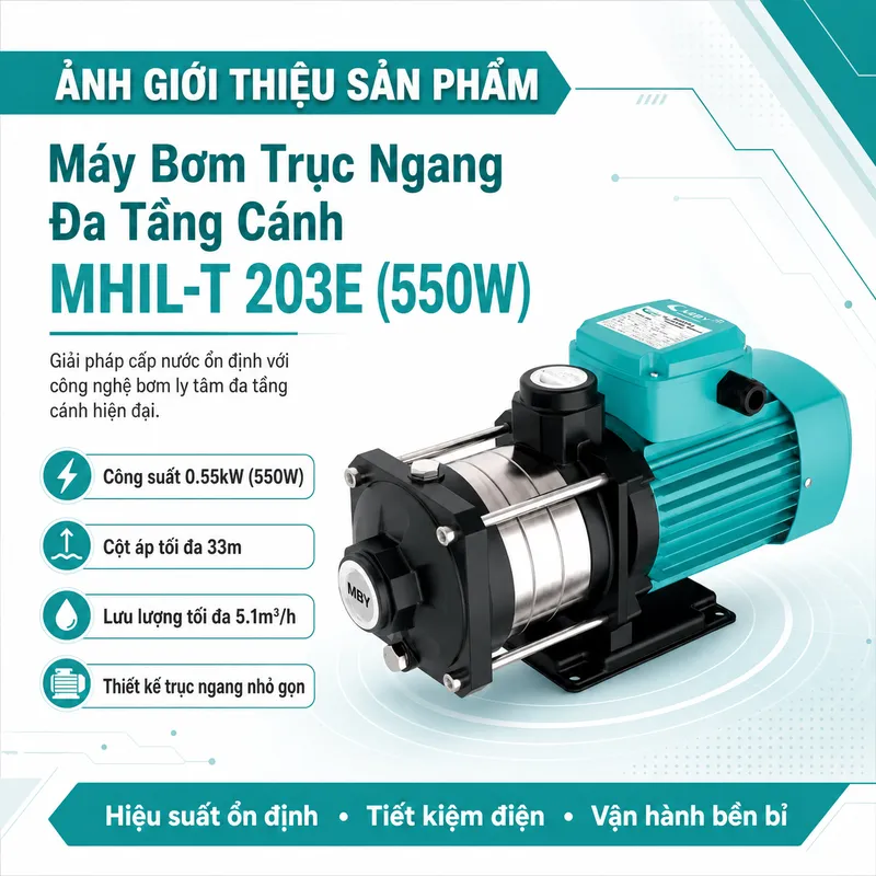 Máy Bơm Trục Ngang Đa Tầng Cánh MHIL-T 203E (550W)
