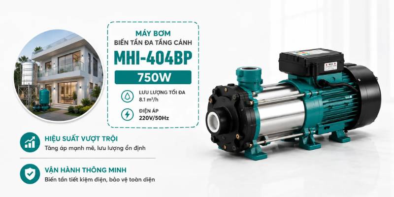 Máy bơm biến tần MHI-404BP 750W cấp nước gia đình