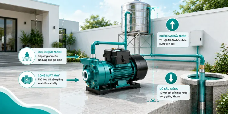 các lựa chọn máy bơm nước giếng khoan gia đình phù hợp 