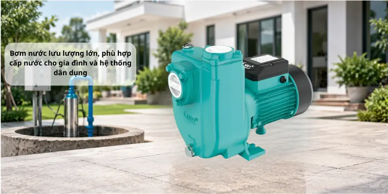 máy bơm nước giếng khoan tự mồi MBY MHS1500 cấp nước từ giếng sâu 
