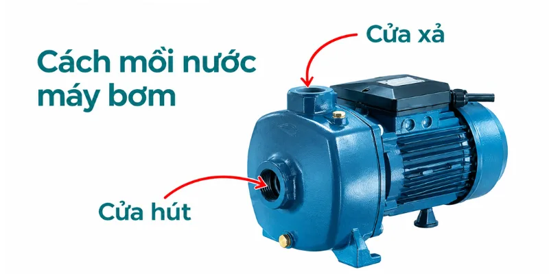 Cách mồi nước máy bơm xác định cửa hút và cửa xả 