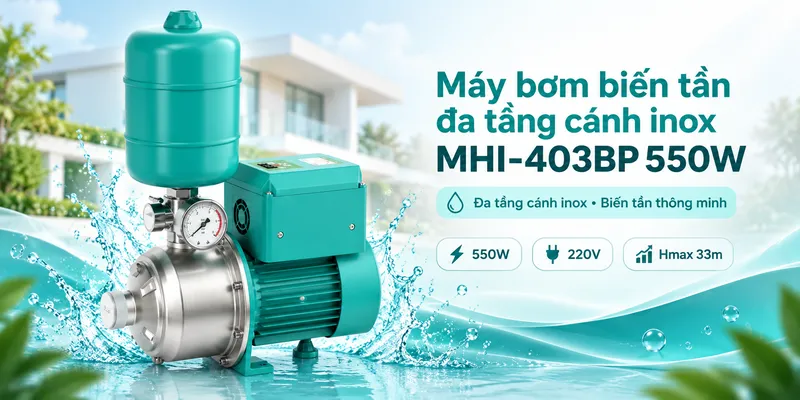 Máy bơm đẩy cao 15m MHI-403BP 550W